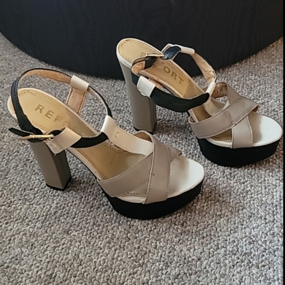 💕 Y2K Report Platform Leather Sandals 8 1/2 - Picture 2 of 4